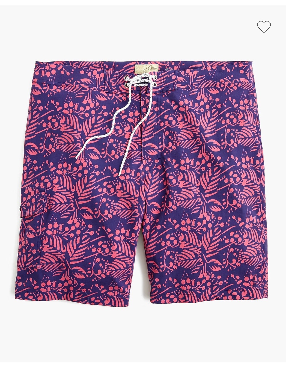 J. Crew 9” Eco Board Short Navy With Pink Vine Print Mesh Lining Size 34 K8192